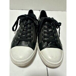 Coach Empire Zipper Black Pebbled Leather Low Top Sneakers 9.5